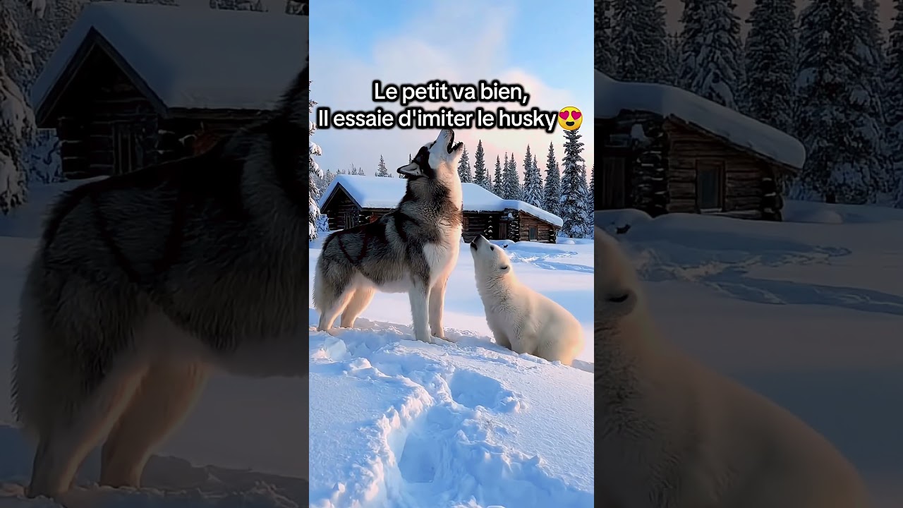 Un bébé ours polaire devient le meilleur ami d'un husky !