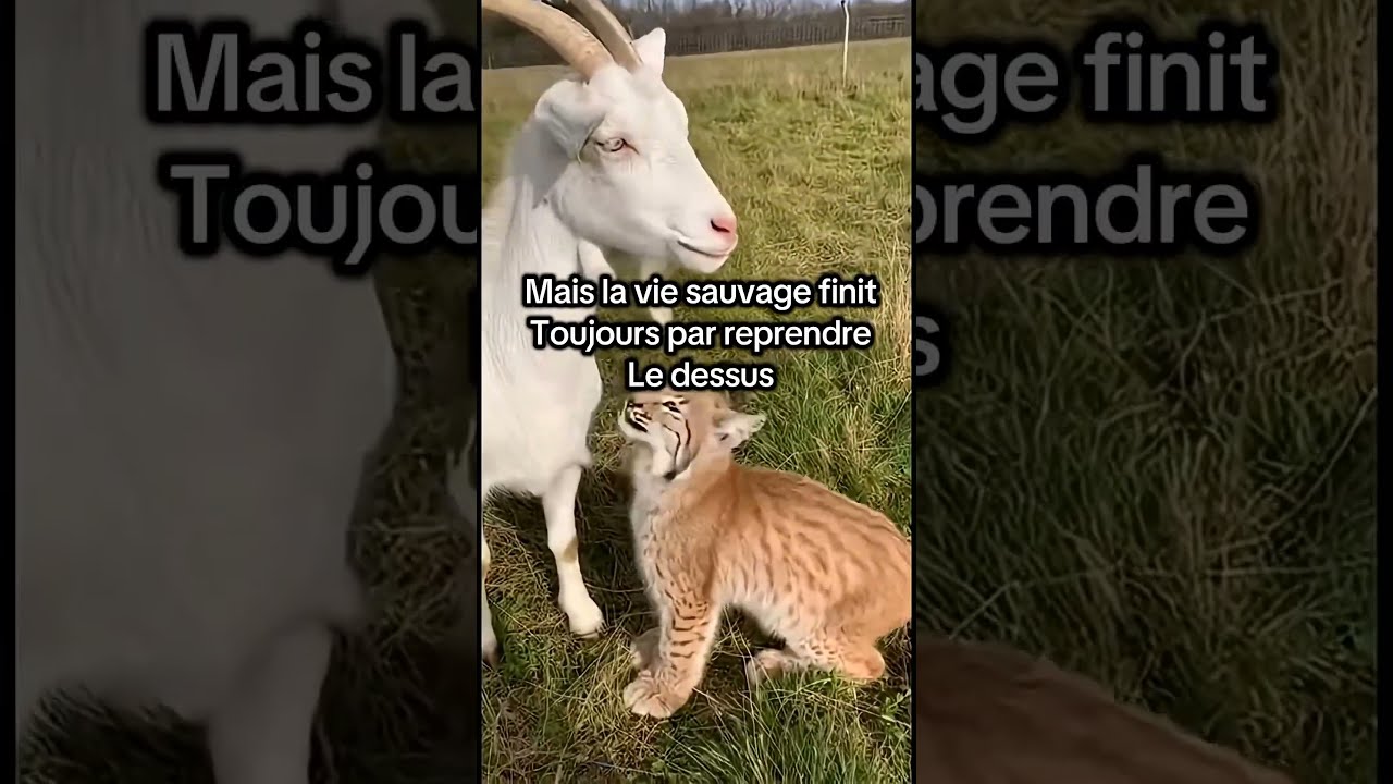 Une chèvre adopte un bébé lynx ! #pov #courage
